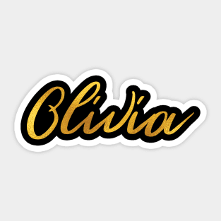 Olivia Name Hand Lettering in Faux Gold Letters Sticker